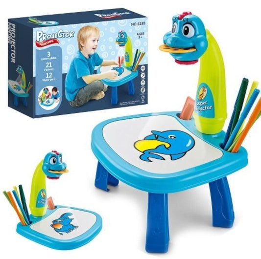 ערכת למידת ציור עם שולחן, מקרן וצבעים לבנים