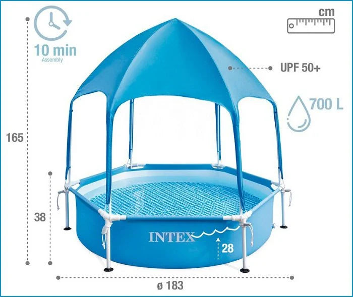 בריכת עמודים עגולה עם גגון 183X38 28209 מבית INTEX