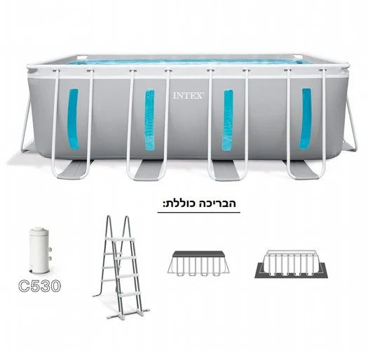 בריכה מלבנית Prism Frame Ultra עם חלונות ערכת יצרן | 400X200X122 ס"מ | מקט INTEX | 26770