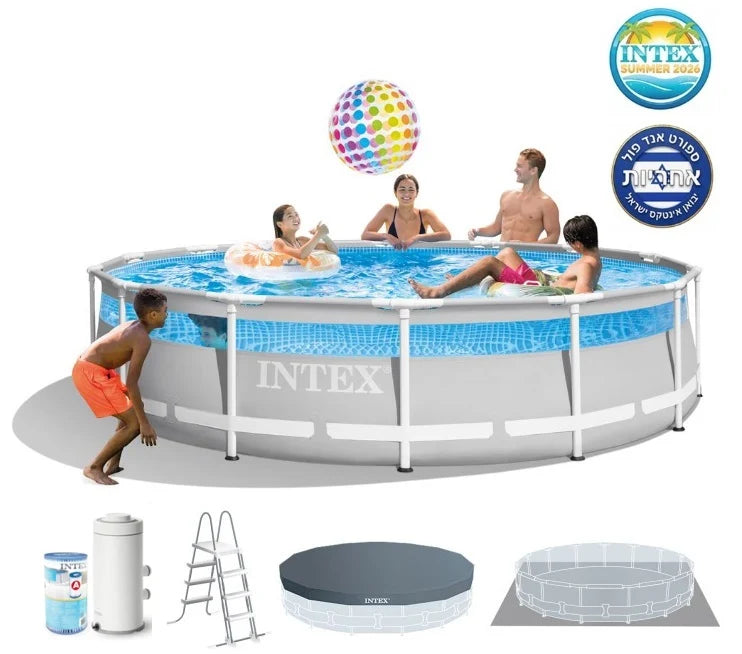 בריכה עגולה Prism Frame עם חלון ‎427×107‎ ס״מ | INTEX | מק״ט ‎26722‎ | כולל משאבה, סולם וכיסויים |