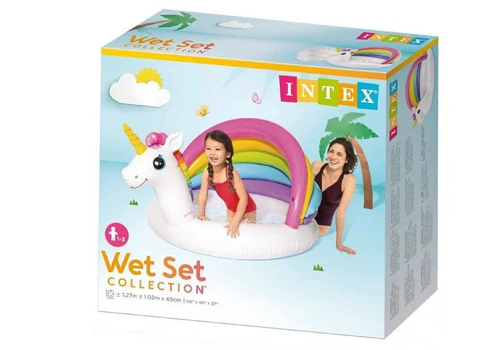 בריכה מתנפחת לילדים חד קרן עם גגון (127X102X69 סמ) 57113 מבית INTEX