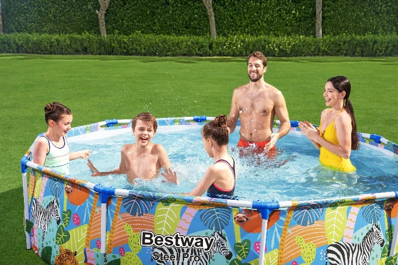 בריכת עמודים עגולה כחולה בעיצוב טרופי 300X66 ס״מ 56985 מבית BESTWAY