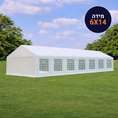אוהל לאירועים 6X14 פרמיום PVC חזק במיוחד TENT-PRO