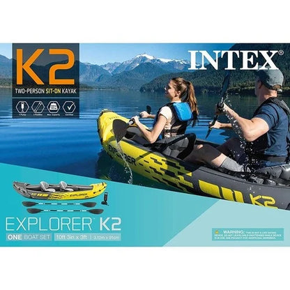 קיאק מתנפח Explorer K2 לזוג כולל משוטים משאבה ותיק אחסון ‎312×91‎ ס״מ | INTEX | מק״ט ‎68307‎ |
