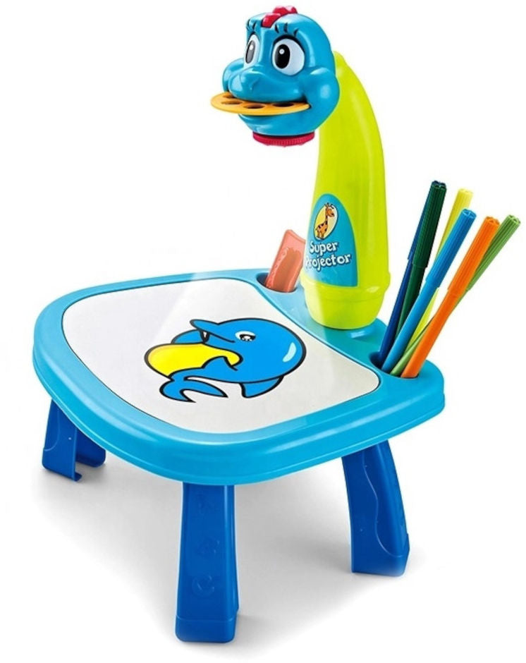 ערכת למידת ציור עם שולחן, מקרן וצבעים לבנים