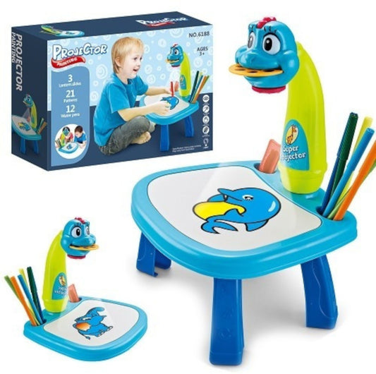 ערכת למידת ציור עם שולחן, מקרן וצבעים לבנים