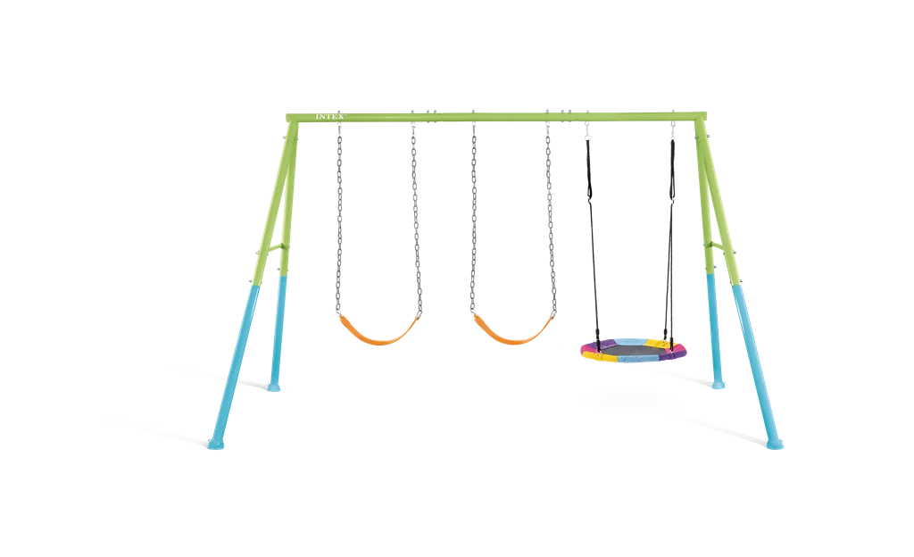 נדנדת שלושה חלקים שתי נדנדות מושב גמיש ונדנדת צלחת לחצר 343X235X200 סמ 44133 מבית INTEX
