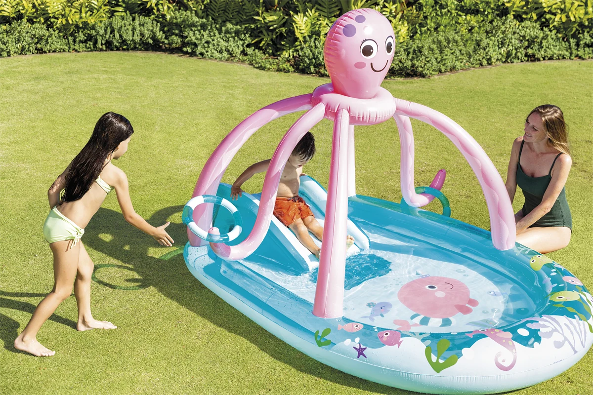 בריכת משחקים תמנון עם מגלשה ומתז מים ‎234×183×150‎ ס״מ | INTEX | מק״ט ‎56138‎