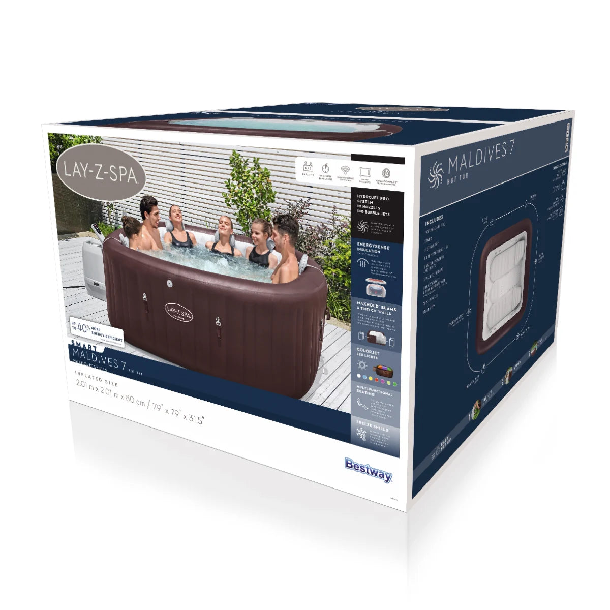 ג'קוזי מתנפח בייתי מלדיבים 201x201x80 סמ 6001U מבית Bestway