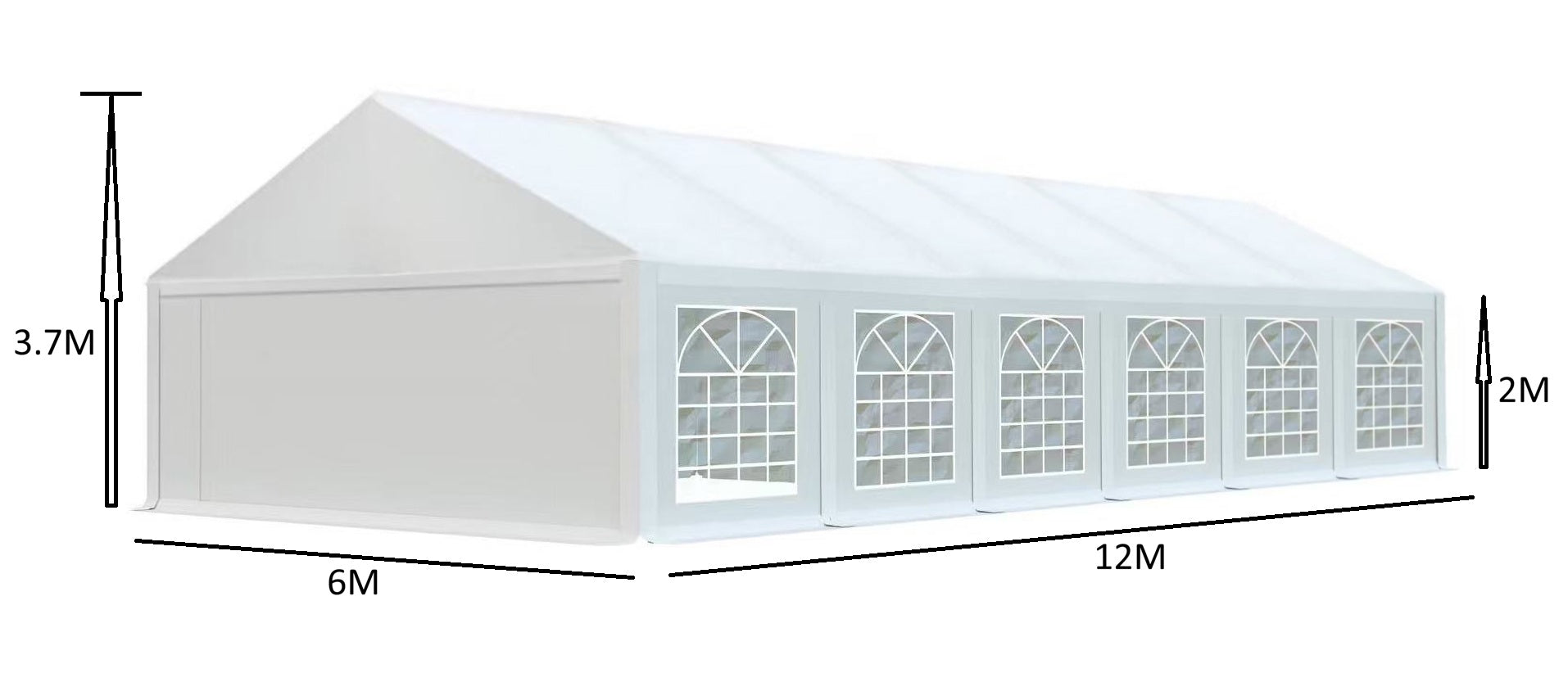 אוהל לאירועים 6X12 פרמיום PVC חזק במיוחד TENT-PRO