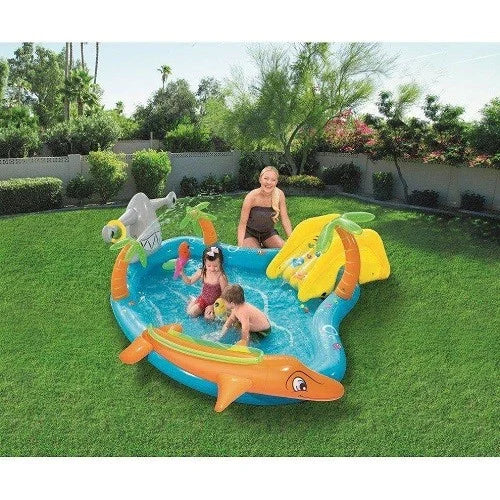בריכה מתנפחת לילדים 280X25787 סמ דולפין כריש פלוס מגלשה 53067 מבית Bestway
