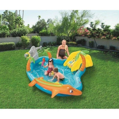 בריכה מתנפחת לילדים 280X25787 סמ דולפין כריש פלוס מגלשה 53067 מבית Bestway