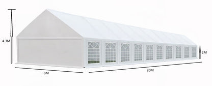 אוהל לאירועים 8X20 פרמיום PVC חזק במיוחד TENT-PRO