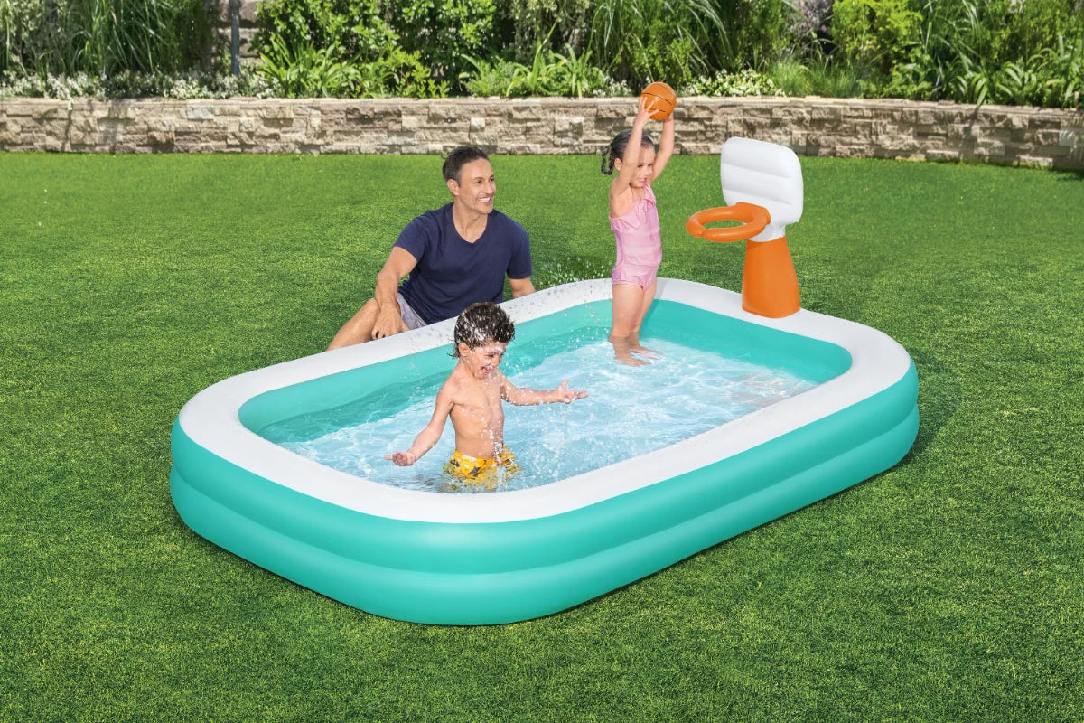 בריכה מתנפחת לילדים מלבנית עם כדורסל 2.51X1.68X1.02 סמ 54445 מבית BESTWAY