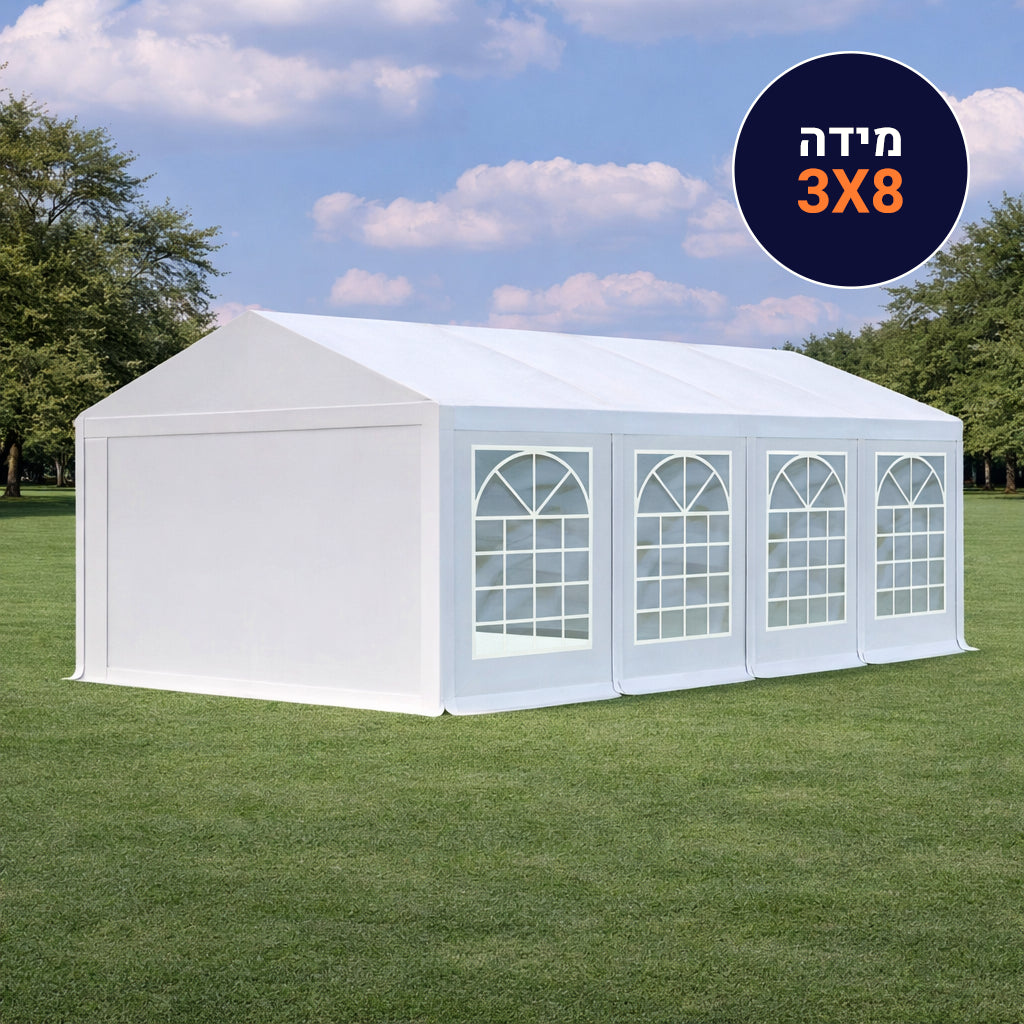 אוהל לאירועים 3X8 פרמיום PVC חזק במיוחד TENT-PRO