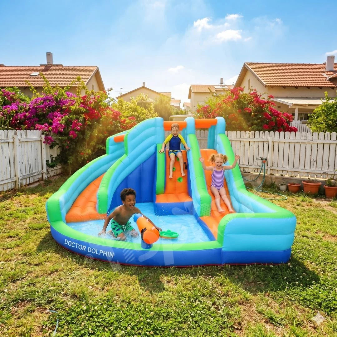 מתנפח מים ענק פלוס שתי מגלשות W73002 מבית DOCTOR DOLPHIN