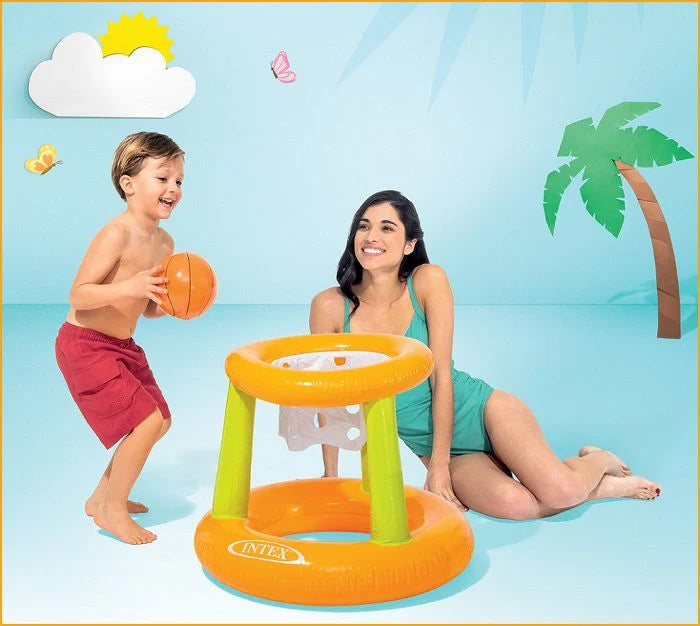 חישוק מתנפח למשחק כדורסל לבריכה פלוס כדור מתנפח 67X55 סמ 58504 מבית INTEX