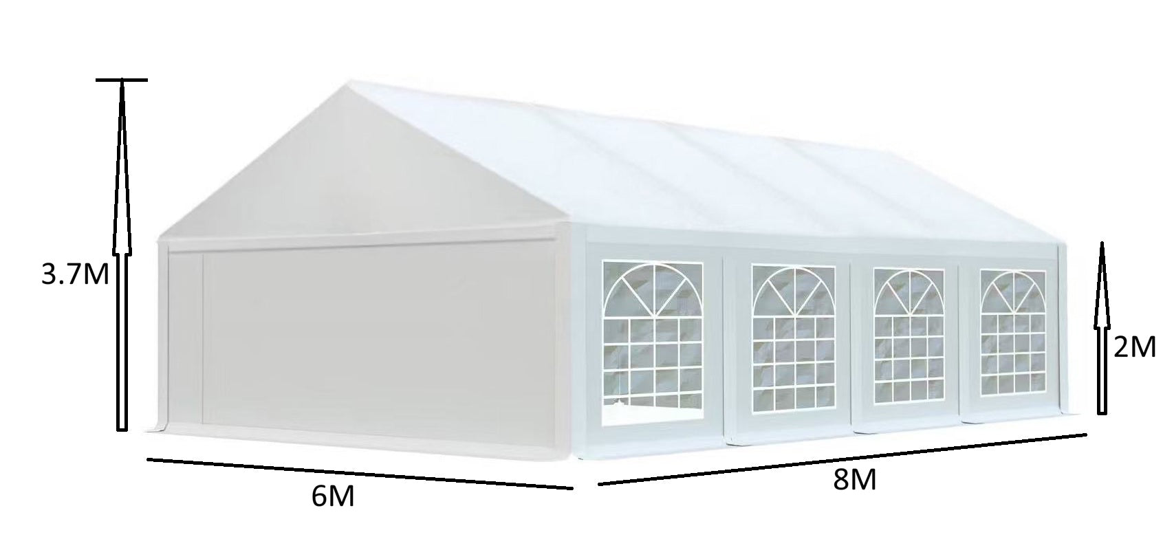 אוהל לאירועים 6X8 פרמיום PVC חזק במיוחד TENT-PRO