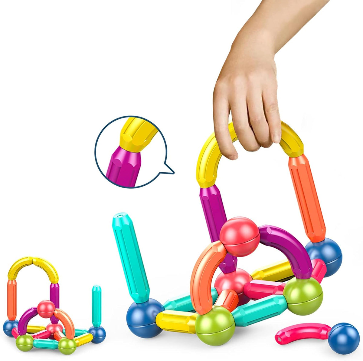 משחק מגנטים מוטות וכדורים גדולים-מגנט קליק