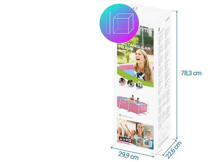 בריכת עמודים מלבנית ורודה בריכה בלבד | 220X150X60 ס"מ | מקט INTEX | 28266 | קפיץ קפוץ