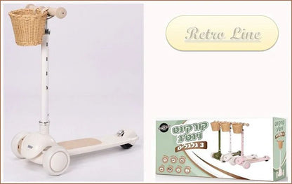 קורקינט וינטג עם סלסלת קש בצבע ירוק 28810G מסדרת Retro line