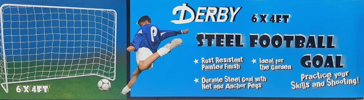 שער כדורגל מתכת ורשת לחצר 1.83X1.22 מטר מבית DERBY