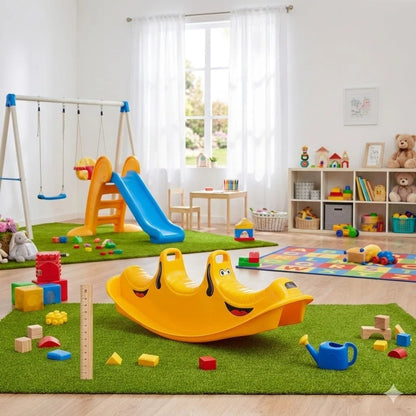 נדנדת טריו כלבלב תלת מושבית לילדים בצבע צהוב מבית Dantoy