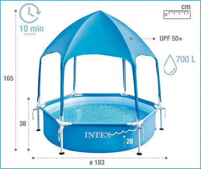 בריכת עמודים עגולה עם גגון 183X38 28209 מבית INTEX