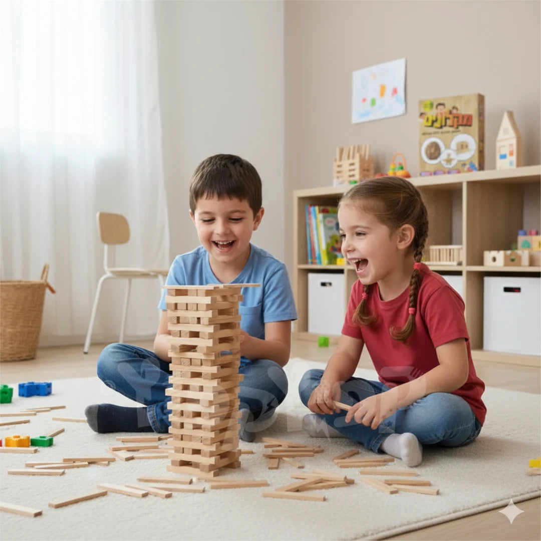 משחק מקלונים ג'אנגה מעץ לילדים 1954115868927 מבית קפיץ קפוץ