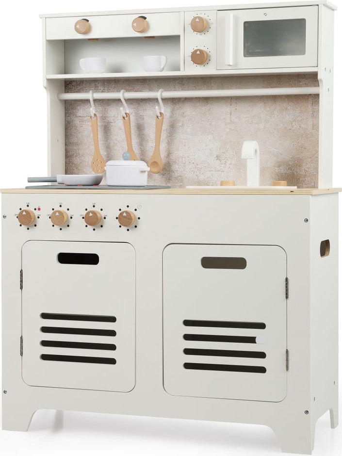מטבח אלקטרוני לילדים - דגם מילאנו לבן מעץ MDF איכותי עם אורות וצלילים
