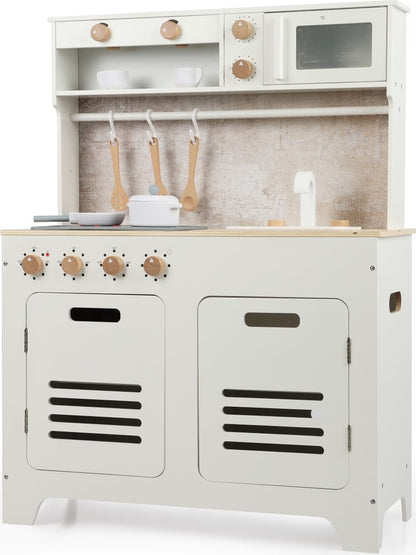 מטבח אלקטרוני לילדים - דגם מילאנו לבן מעץ MDF איכותי עם אורות וצלילים