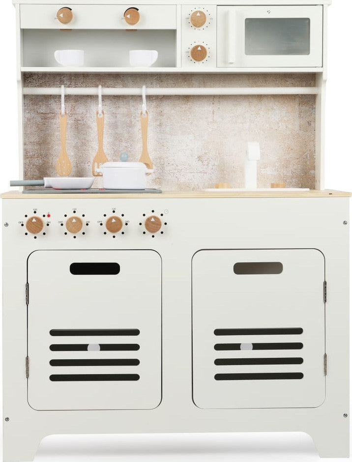 מטבח אלקטרוני לילדים - דגם מילאנו לבן מעץ MDF איכותי עם אורות וצלילים