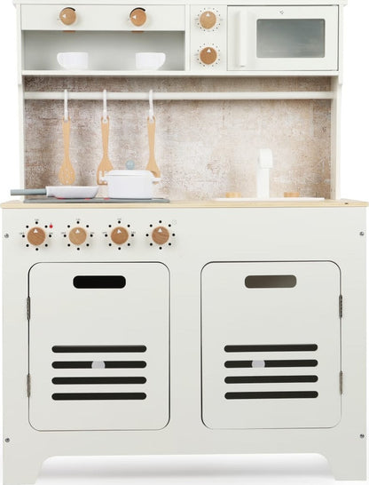 מטבח אלקטרוני לילדים - דגם מילאנו לבן מעץ MDF איכותי עם אורות וצלילים