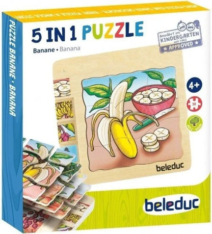פאזל בננה מעץ 5 ב 1 עם 30 חלקים 17049 BELEDUC