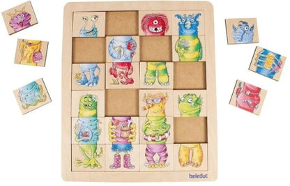 פאזל מפלצות התאם וערבב 24 חלקים 11180 מעץ מבית Beleduc