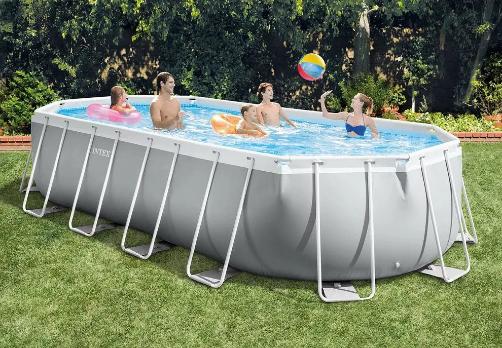 בריכת INTEX אולטרה אובלית 610×305×122 סדרת PRISM FRAME דגם 26798 | ערכת יצרן | קפיץ קפוץ