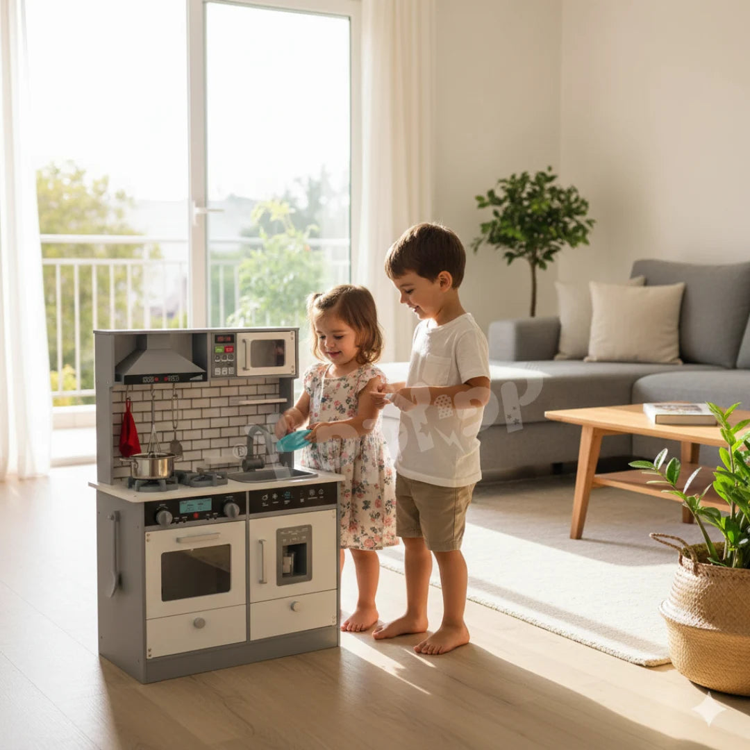 מטבח אלקטרוני לילדים מעץ אדווה W10C493K מבית בית העץ
