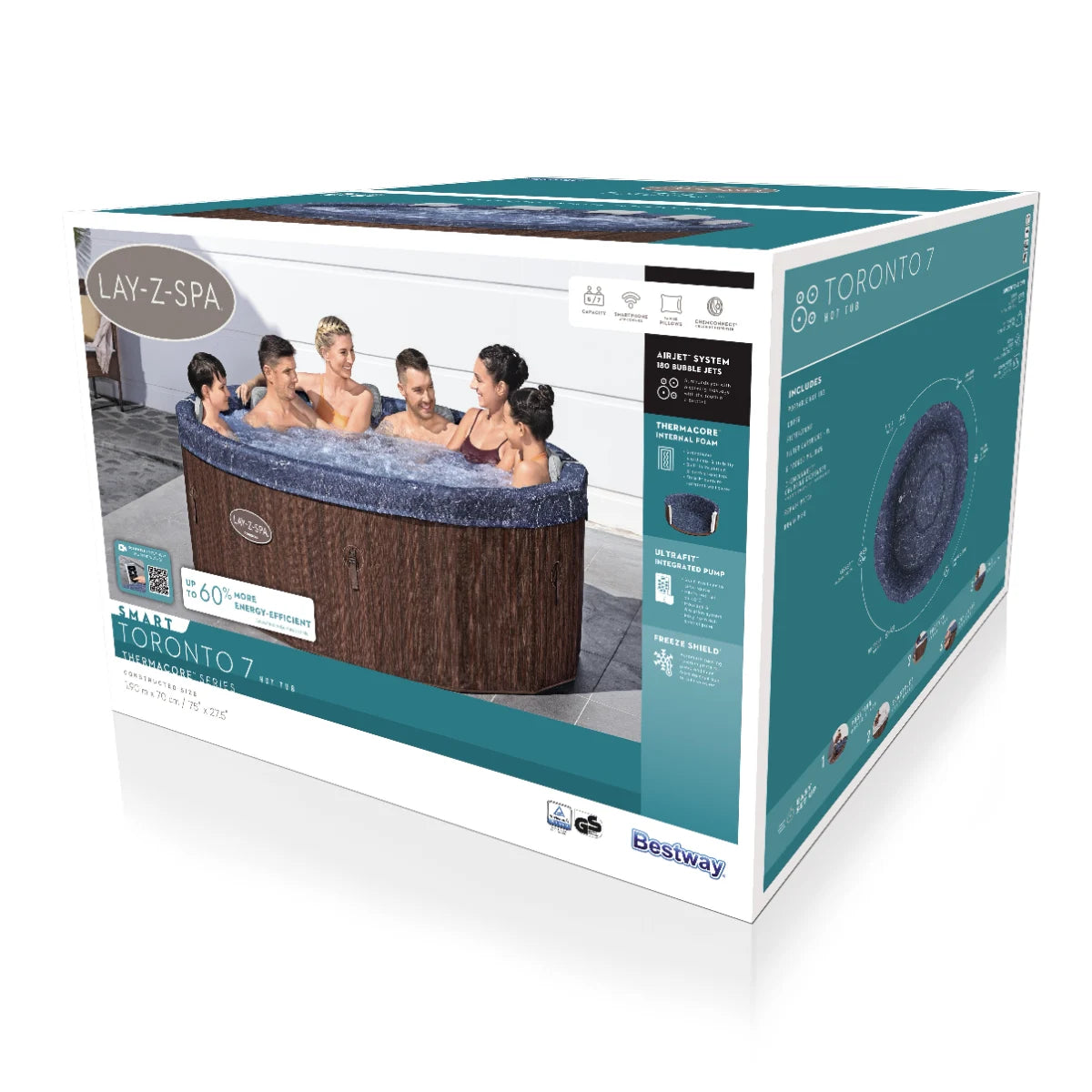 ג'קוזי מתנפח טורונטו מנוע מוסתר פלוס WIFI190X70 6001W מבית Bestway