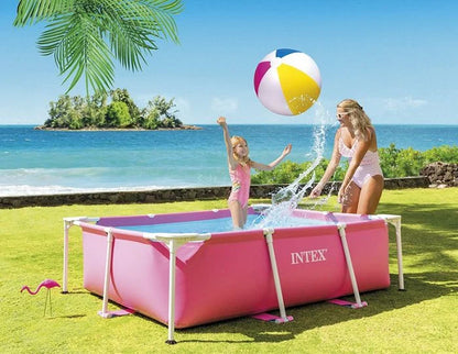 בריכת עמודים מלבנית ורודה בריכה בלבד | 220X150X60 ס"מ | מקט INTEX | 28266 | קפיץ קפוץ