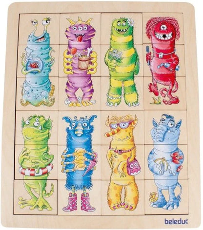פאזל מפלצות התאם וערבב 24 חלקים 11180 מעץ מבית Beleduc