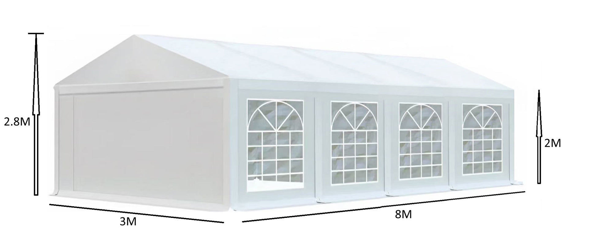 אוהל לאירועים 3X8 פרמיום PVC חזק במיוחד TENT-PRO
