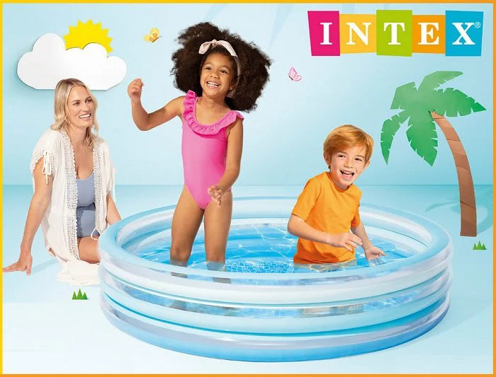 בריכה עגולה מתנפחת לילדים כחולה עם הדפס פסיפס בקרקעית 147X33 סמ 58467 מבית INTEX