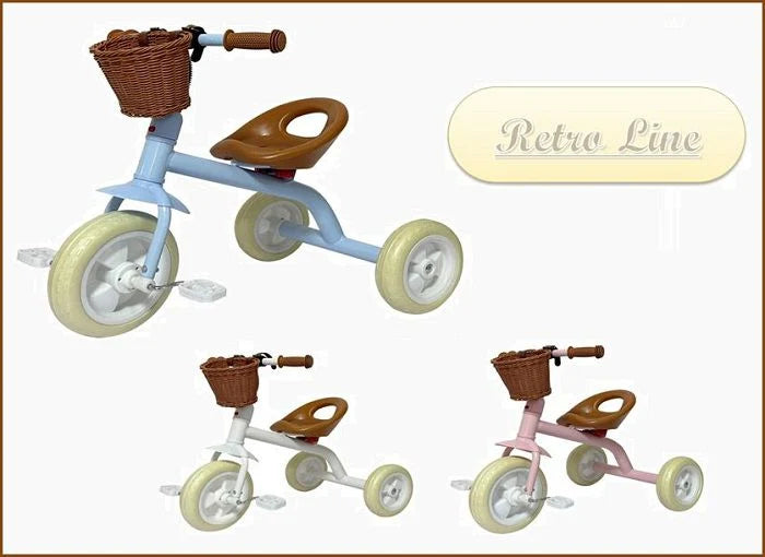 תלת אופן וינטג' כולל סלסלת קש בצבע ורוד 49369P מסדרת Retro line