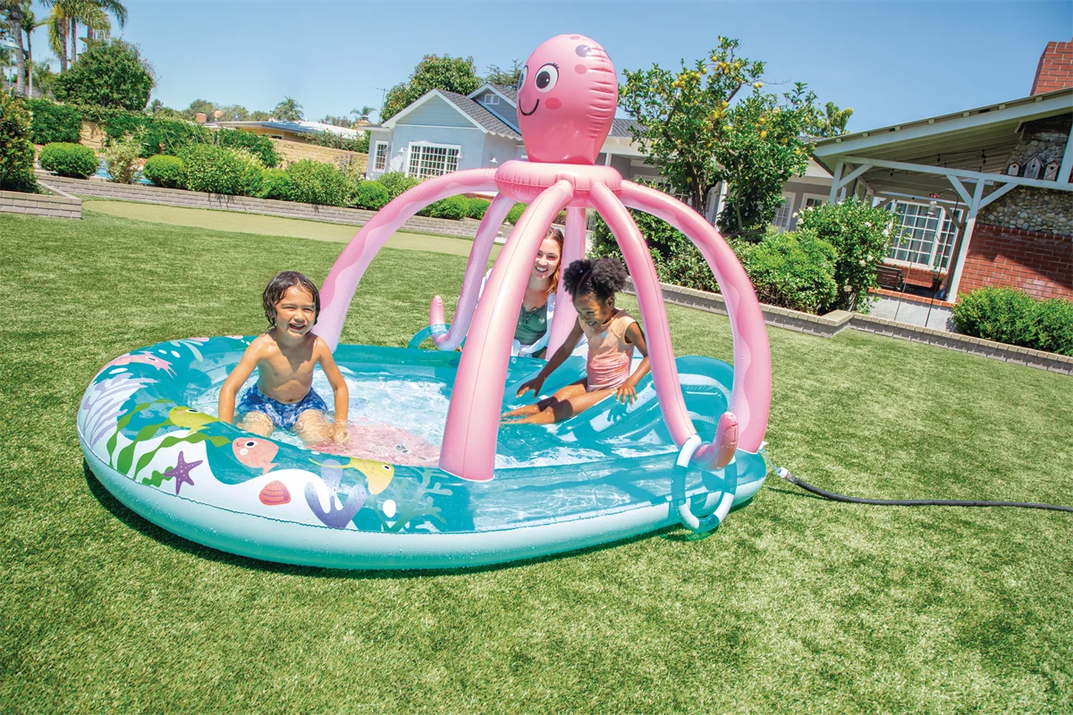 בריכת משחקים תמנון עם מגלשה ומתז מים ‎234×183×150‎ ס״מ | INTEX | מק״ט ‎56138‎