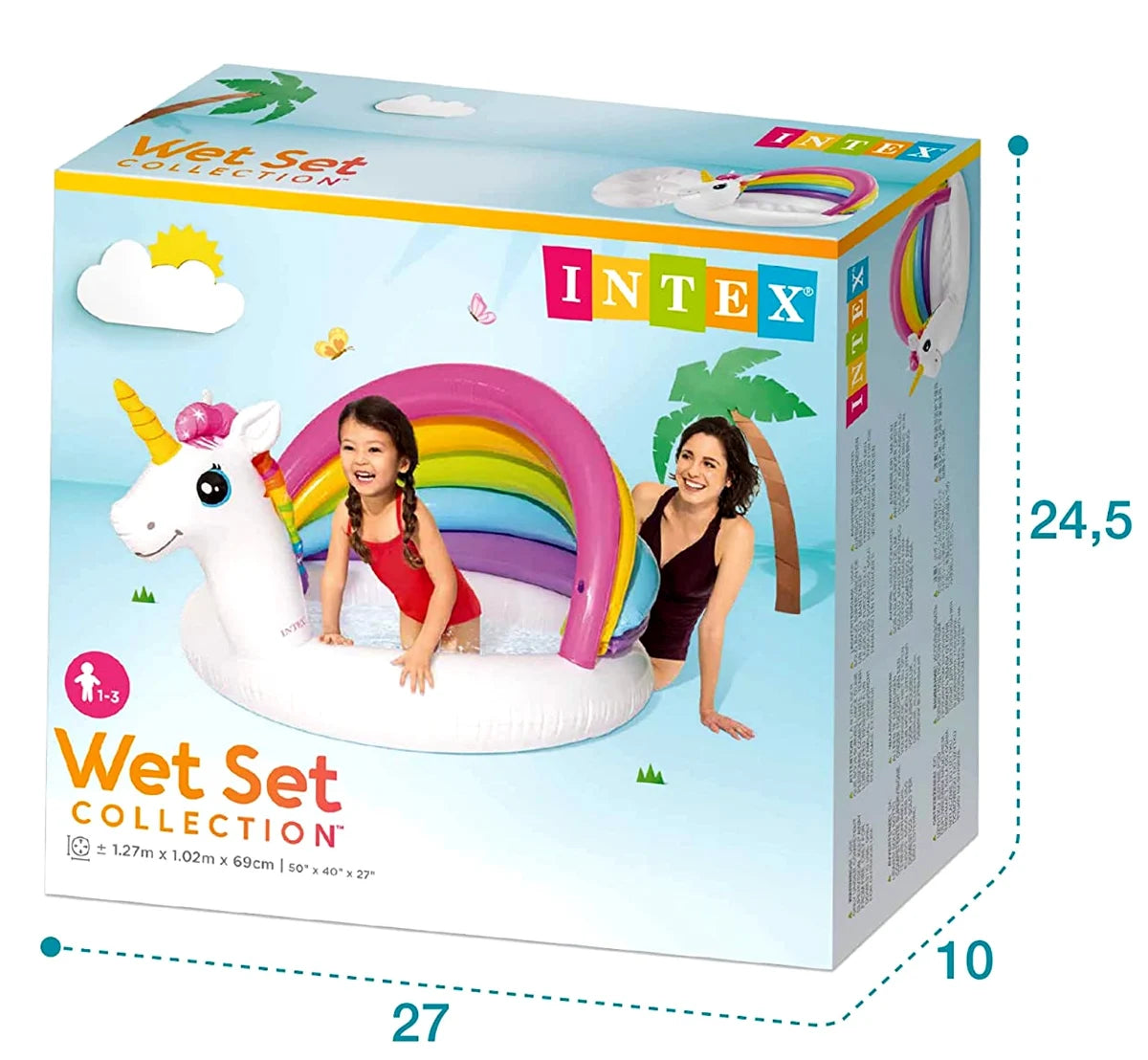 בריכה מתנפחת לילדים חד קרן עם גגון (127X102X69 סמ) 57113 מבית INTEX