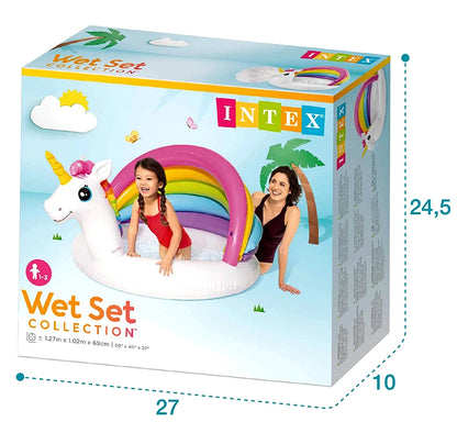 בריכה מתנפחת לילדים חד קרן עם גגון (127X102X69 סמ) 57113 מבית INTEX