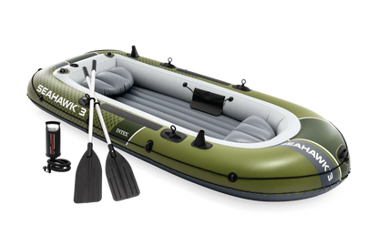סט סירה מתנפחת SeaHawk ל-3 אנשים כולל משוטים ומשאבה 295×137×43 ס״מ | INTEX | מק״ט 66333