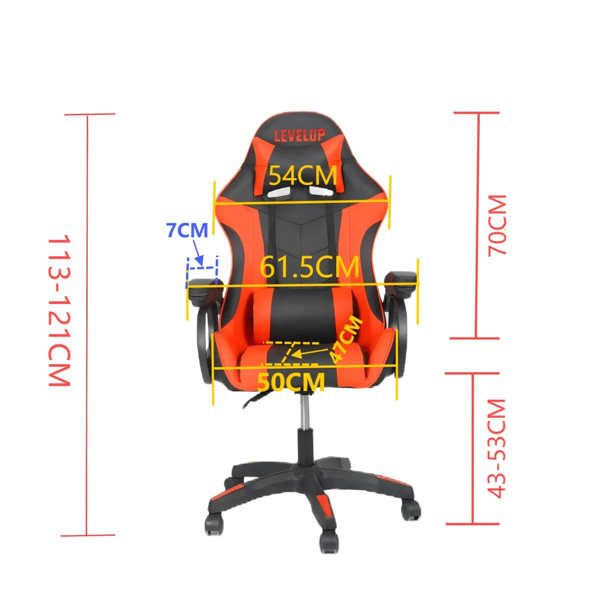 כיסא גיימינג בצבע אדום 2024-1R מבית LEVEL UP