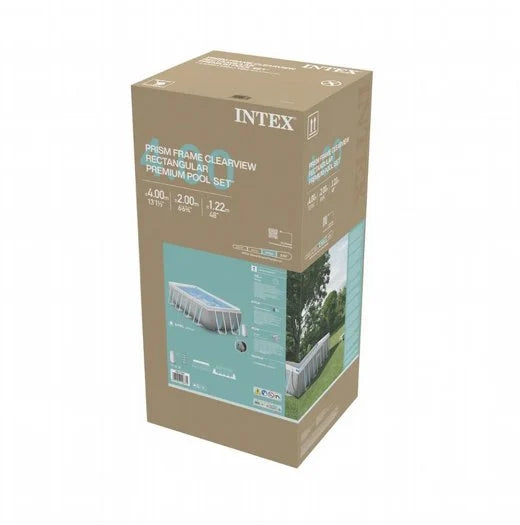 בריכה מלבנית Prism Frame Ultra עם חלונות בריכה בלבד | 400X200X122 ס"מ | מקט INTEX | 26770X