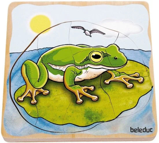 פאזל צפרדע 5 ב 1 עם 28 חלקים מעץ 17053 BELEDUC